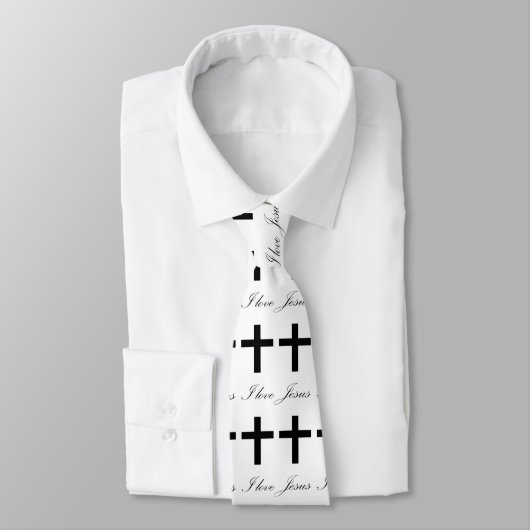 Cravate J'aime Jésus chrétien (Attaché)