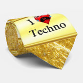 Cravate J'aime la techno Avec un coeur rouge drôle chanter (Roulé)