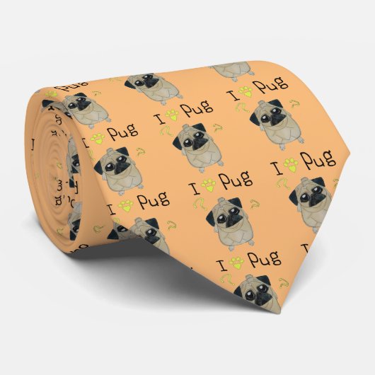 Cravate J'aime le Carlin (Roulé)