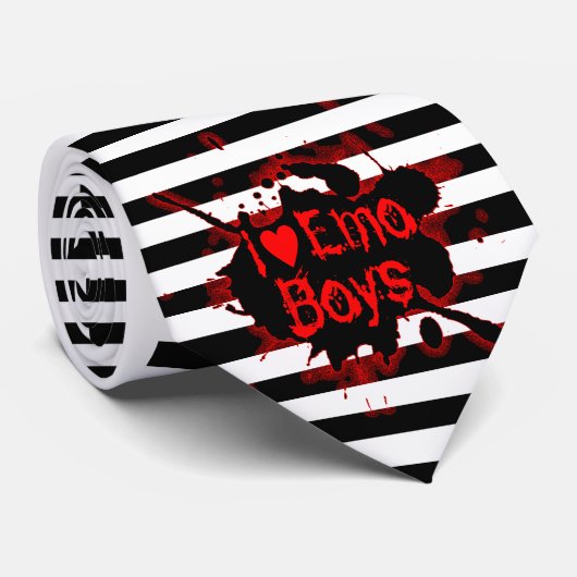 Cravate J'Aime Les Emo Boys (Roulé)