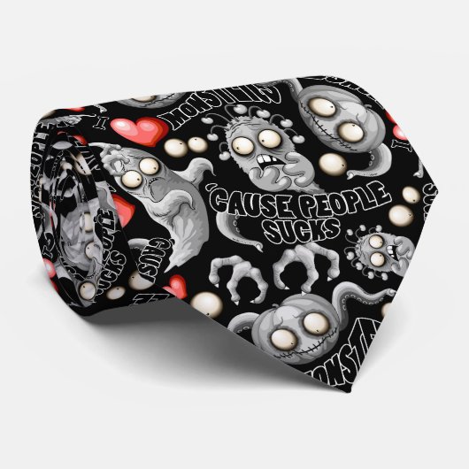 Cravate J'aime les monstres parce que les gens aiment les  (Roulé)