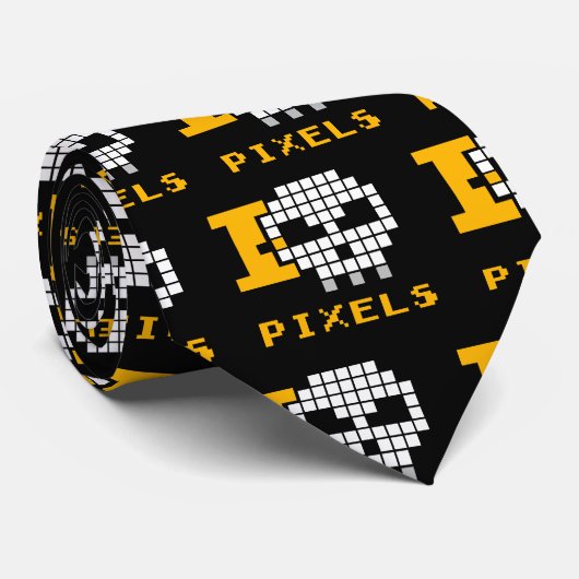 Cravate J'aime les pixels morts (Roulé)