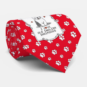 Cravate J'aime les vieux bergers anglais (Grey 1) mignonne