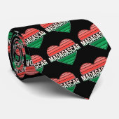 Cravate J'aime Madagascar, coeur malgache (Roulé)