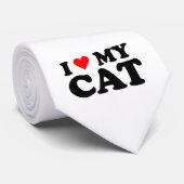 Cravate J'aime mon chat (Roulé)