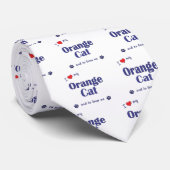 Cravate J'aime mon chat orange (le chat masculin) (Roulé)