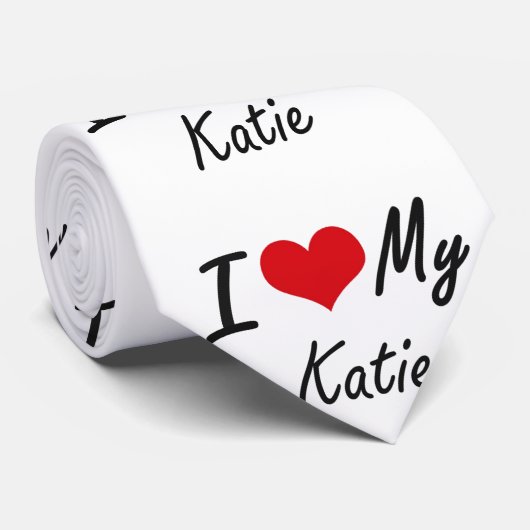 Cravate J'aime mon Katie (Roulé)