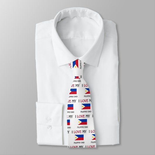 Cravate J'aime mon papa philippin (Attaché)