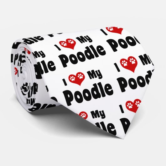 Cravate J'Aime Mon Poodle (Roulé)