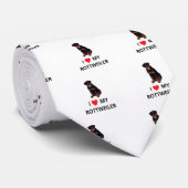 Cravate J'aime mon rottweiler (Roulé)