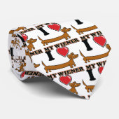 Cravate J'aime mon Weiner - Dachshund (Roulé)