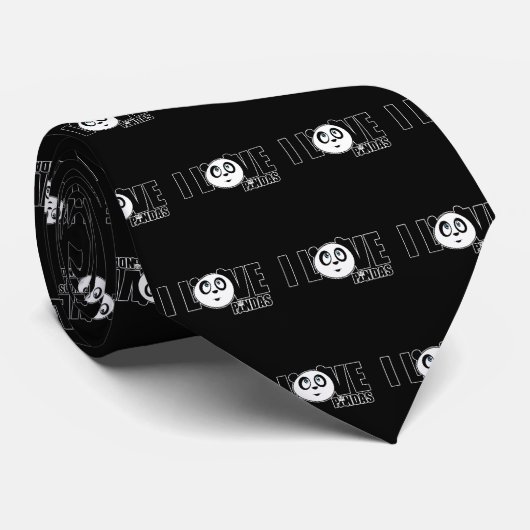 Cravate J'aime Pandas (Roulé)