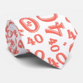 Cravate Jalon 40 Nombre aléatoire Corail Motif/Blanc (Roulé)