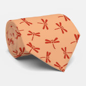 Cravate Japanese Dragonfly Pattern, Coral Orange (Roulé)