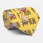 Cravate Japanese Kawaii Anime Cat Ramen Noodles (Roulé)