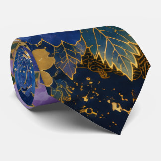 Cravate Japanese Sakura Necktie | Navy Blue Kimono Floral