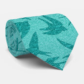 Cravate Japanese Swallows in Flight, Turquoise and Aqua  (Roulé)
