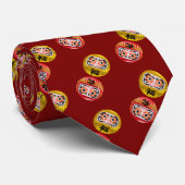 Cravate  "Japanese Zen Daruma & Kanji – Never Give Up" (Roulé)