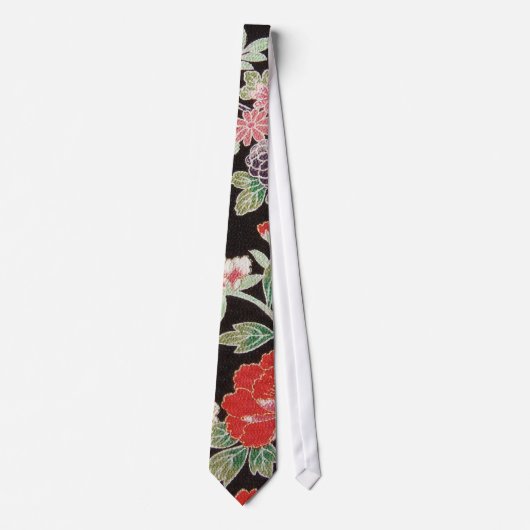 Cravate Japonais KIMONO Textile, motif floral (Devant)