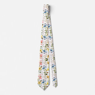 Cravate Jardin coloré Fleurs sauvages Prairie printanière