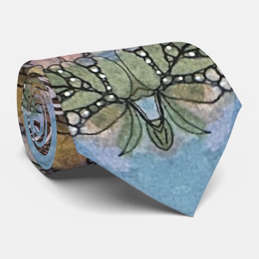 Cravate Jardin de fleurs lunaires peinture aquarelle (Roulé)