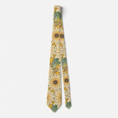 Cravate Jardin de tournesol jaune fleuri gras (Devant)