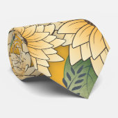 Cravate Jardin de tournesol jaune fleuri gras (Roulé)