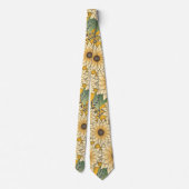 Cravate Jardin de tournesol jaune fleuri gras (Dos)