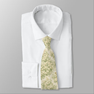 Cravate Jardin Floral de Lapin Ours Motif Vert Neutre