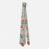 Cravate Jardin Floral Rose rouge Vintage (Devant)