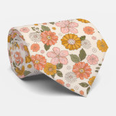 Cravate Jardin rose et orange Motif (Roulé)