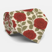 Cravate Jardin Rose victorien Floral rouge (Roulé)