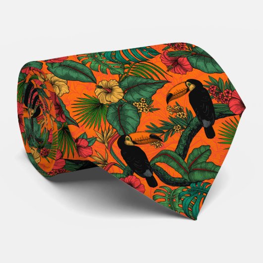 Cravate Jardin toucan (Roulé)