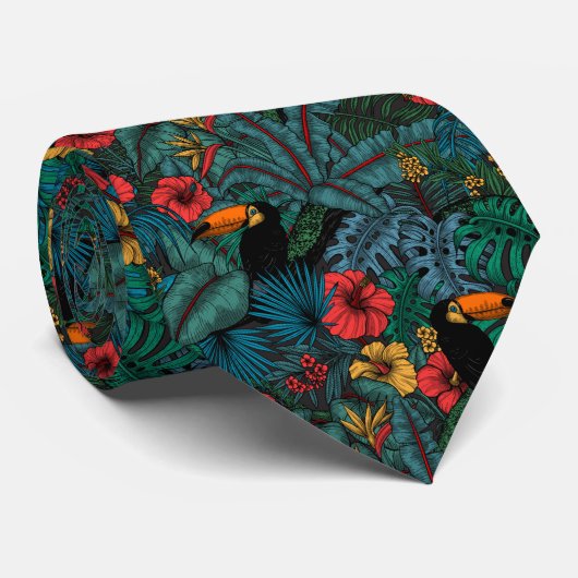 Cravate Jardin toucan (Roulé)