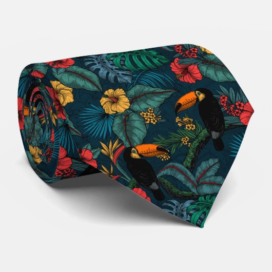 Cravate Jardin toucan 2 (Roulé)