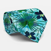 Cravate Jardin tropical hawaïen Teal de Nalani (Roulé)