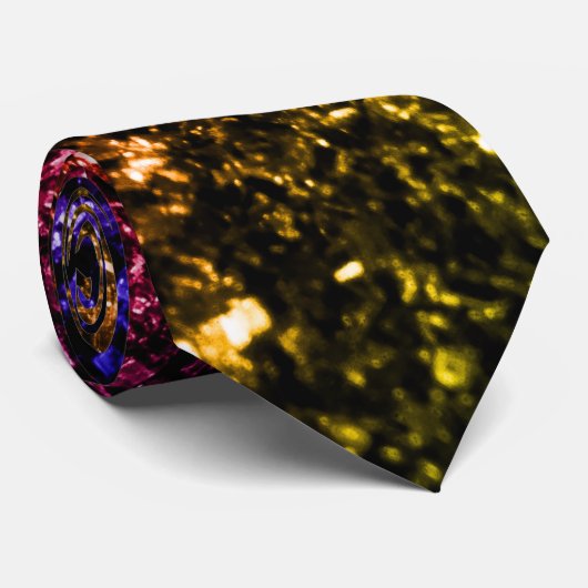 Cravate Jaune arc-en-ciel rouge violet faux parties scinti (Roulé)