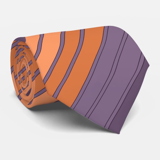 Cravate Jaune avec motif rayé lilas (Roulé)