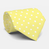 Cravate Jaune avec pois blancs (Roulé)
