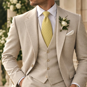 Cravate Jaune Beurre & Pistache Luxe Micro Pois