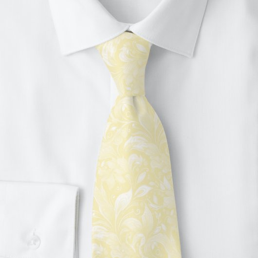 Cravate Jaune Citron Botanique Batik