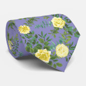 Cravate Jaune clair et périphérique Rose bleu Mariage flor (Roulé)