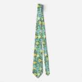 Cravate Jaune clair et Turquoise Aqua Rose Mariage Floral (Devant)