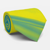 Cravate Jaune et remous turquoise (Roulé)
