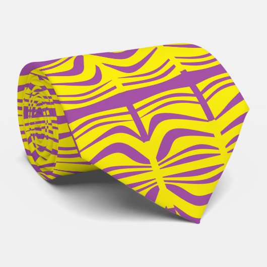 Cravate jaune et violet avec conception abstraite (Roulé)