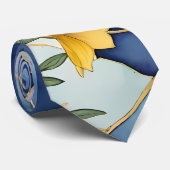 Cravate Jaune Floral & Lavande Aquarelle Goldflake (Roulé)