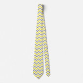 Cravate Jaune, Gris Dk What Grand Motif Chevron ZigZag (Devant)