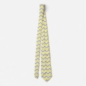 Cravate Jaune, Gris Dk What Grand Motif Chevron ZigZag (Dos)