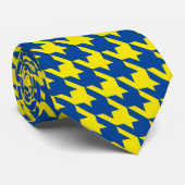 Cravate Jaune & Marine Bleu Grand Houndstooth Check (Roulé)