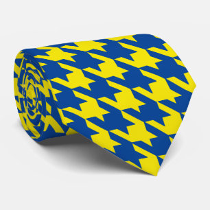 Cravate Jaune & Marine Bleu Grand Houndstooth Check